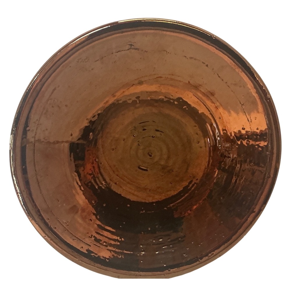 Bitossi Vintage Ceramic Bowl Metallic Copper Glaze Made in Italy Mid Century